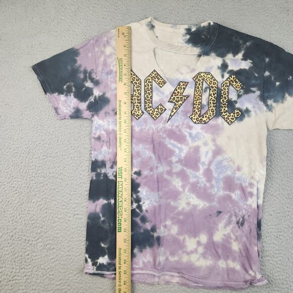 ACDC High Voltage Music Rock Band Purple Tie Dye T-Shirt Women’s Medium V-Neck - Picture 6 of 9